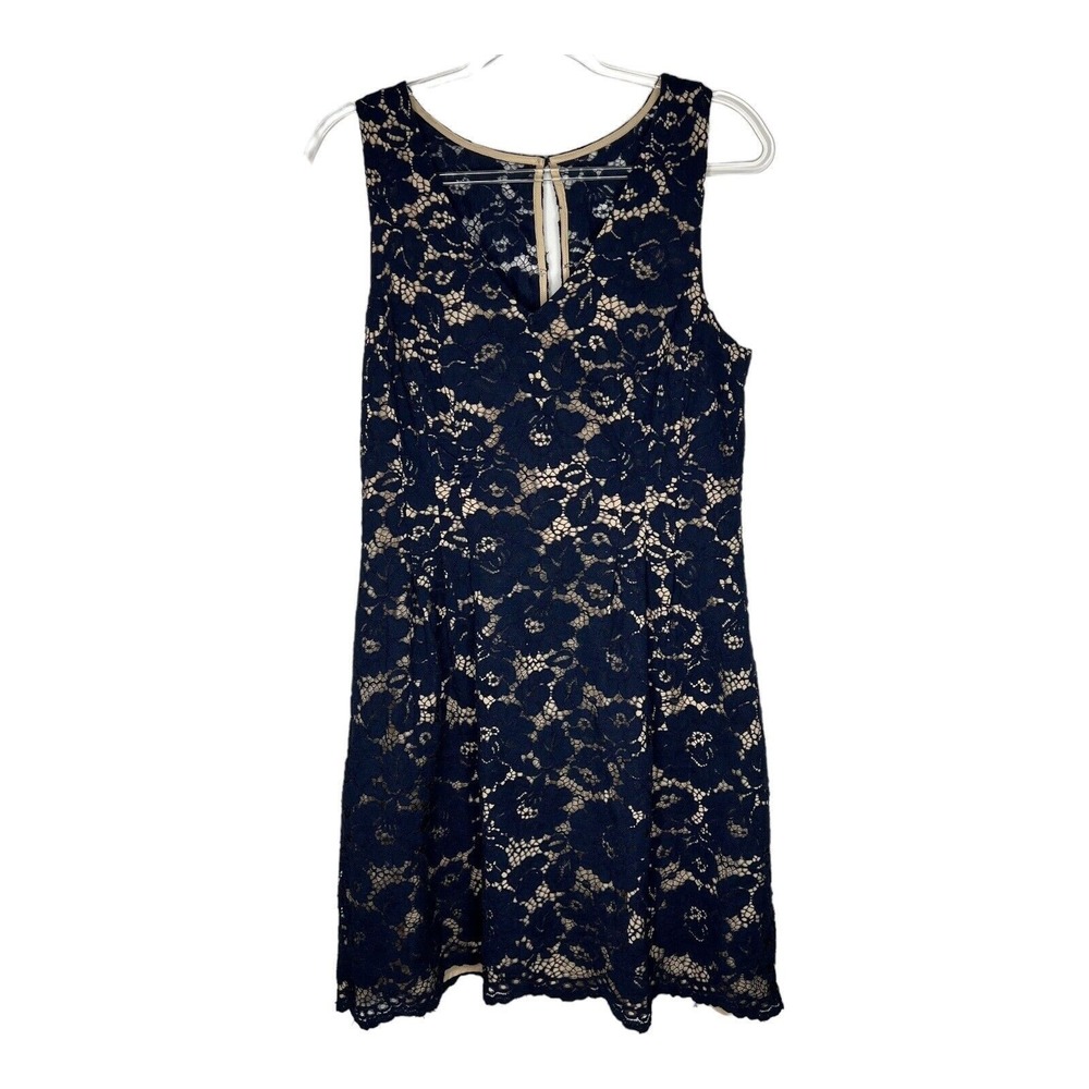 Vince Camuto Dress Womens 12 Floral Lace Lined Navy‎ Sleeveless Wedding Party